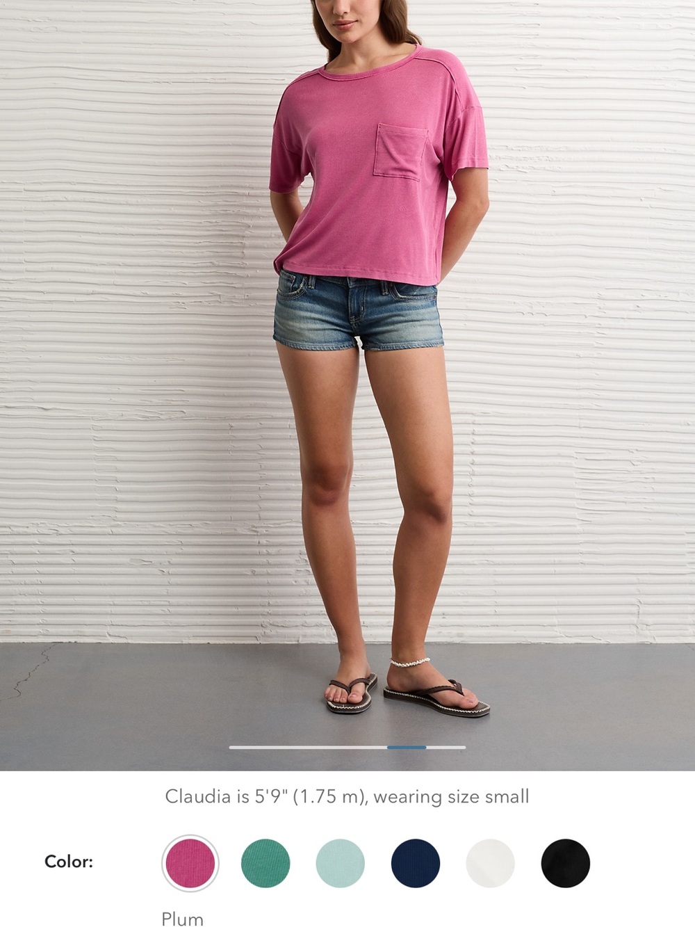 American Eagle Outfitters Plum Crop Pocket Tee